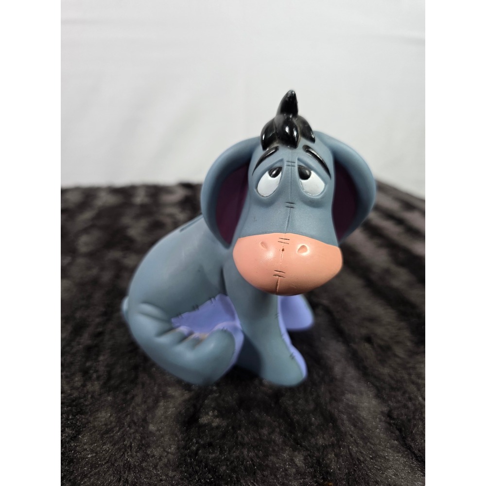 Disney Winnie the Pooh Eeyore Vinyl Coin Bank Blue Seated Figure Money Box